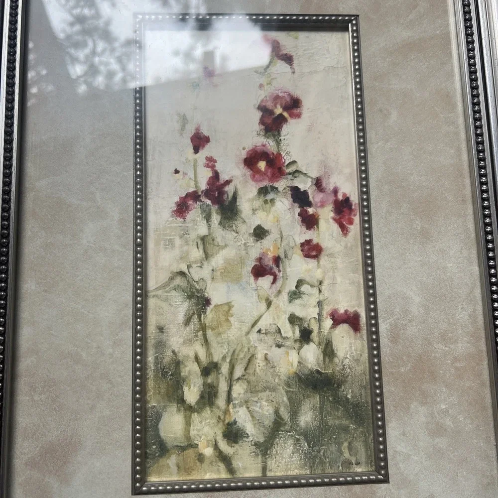 Sonoma Framed Wall Art  12x18 Silver Cheri Blum Floral Botanical Beaded